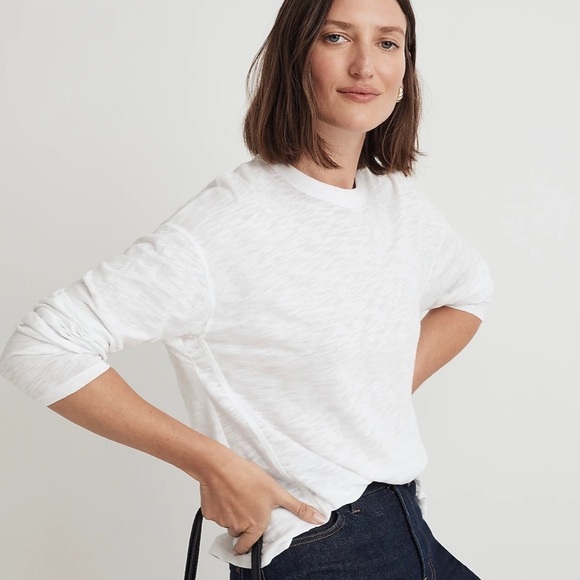 Madewell Slub Relaxed Long-Sleeve Tee white - Picture 1 of 7